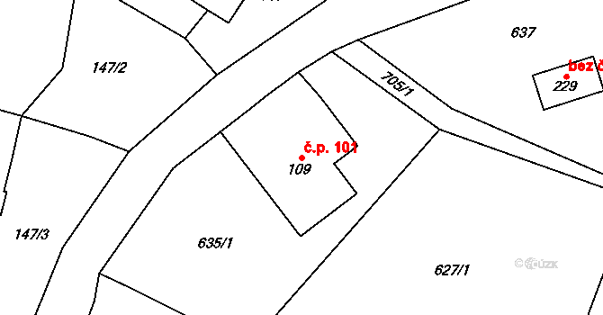Bobr 101, Žacléř na parcele st. 109 v KÚ Bobr, Katastrální mapa