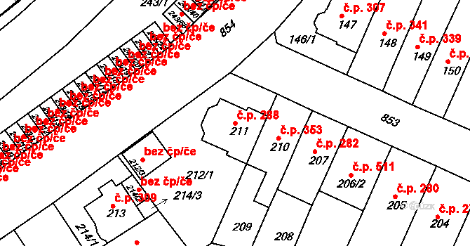 Doudlevce 288, Plzeň na parcele st. 211 v KÚ Doudlevce, Katastrální mapa