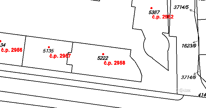 Dvůr Králové nad Labem 2958 na parcele st. 5222 v KÚ Dvůr Králové nad Labem, Katastrální mapa