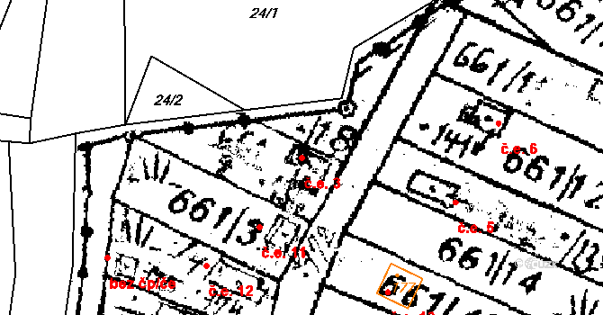 Milence 3, Dešenice na parcele st. 136 v KÚ Milence, Katastrální mapa