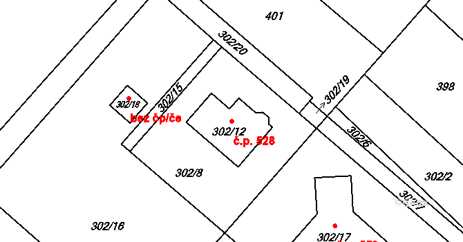Krmelín 528 na parcele st. 302/12 v KÚ Krmelín, Katastrální mapa