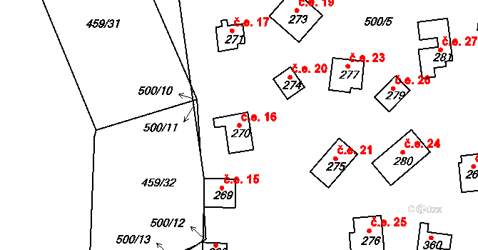 Mlékojedy 16, Neratovice na parcele st. 270 v KÚ Mlékojedy u Neratovic, Katastrální mapa