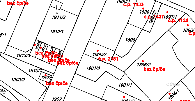 Turnov 2181 na parcele st. 1900/2 v KÚ Turnov, Katastrální mapa