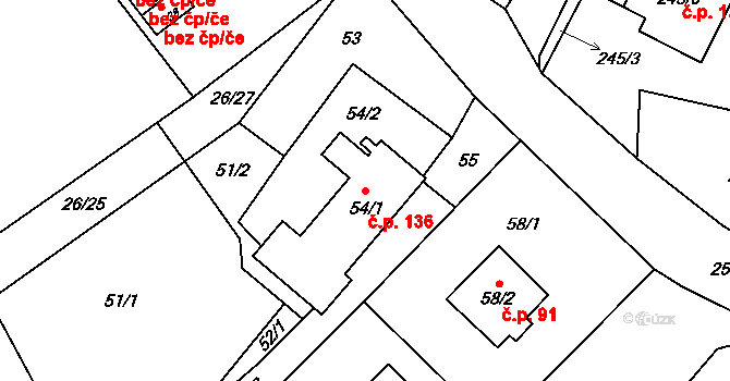 Liberec XXIV-Pilínkov 136, Liberec na parcele st. 54/1 v KÚ Pilínkov, Katastrální mapa