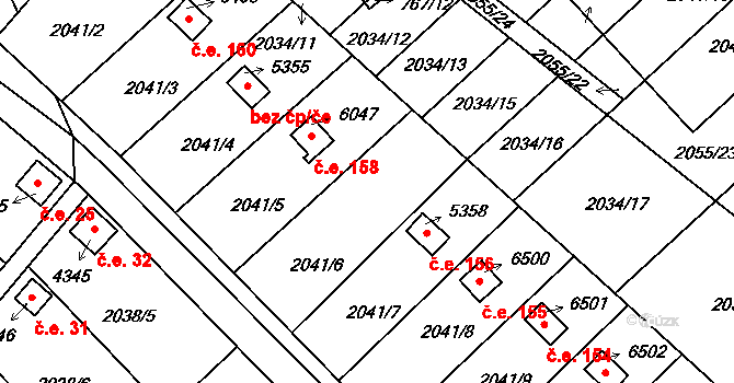 Chrudim II 157, Chrudim na parcele st. 2041/6 v KÚ Chrudim, Katastrální mapa