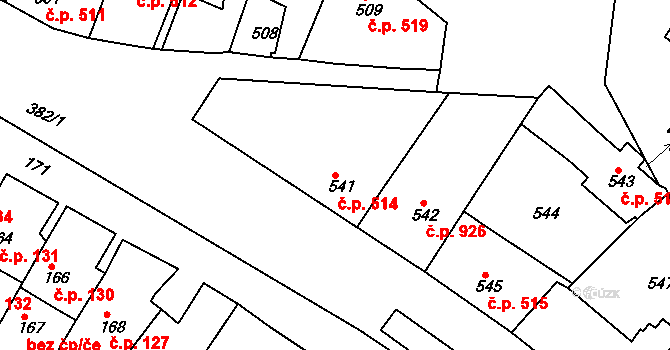 Jemnice 514 na parcele st. 541 v KÚ Jemnice, Katastrální mapa
