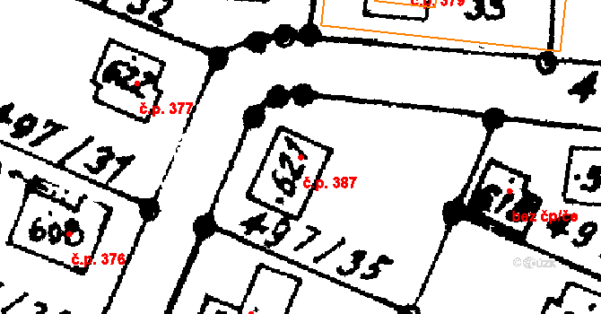 Nasavrky 387 na parcele st. 621 v KÚ Nasavrky, Katastrální mapa