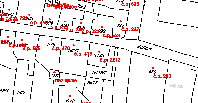 Hořice 2212 na parcele st. 3730 v KÚ Hořice v Podkrkonoší, Katastrální mapa