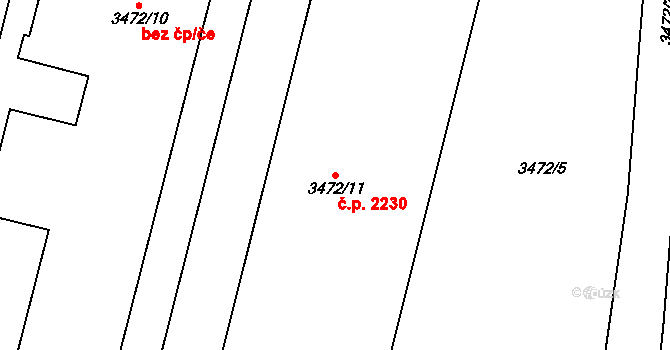 Řečkovice 2230, Brno na parcele st. 3472/11 v KÚ Řečkovice, Katastrální mapa