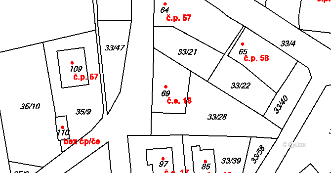 Petrovice 18, Štoky na parcele st. 69 v KÚ Petrovice u Štoků, Katastrální mapa