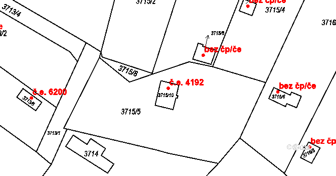 Znojmo 4192 na parcele st. 3715/10 v KÚ Znojmo-město, Katastrální mapa