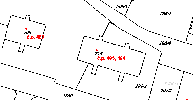 Plesná 484,485 na parcele st. 715 v KÚ Plesná, Katastrální mapa