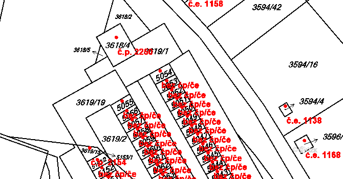 Brno 39466621 na parcele st. 5052 v KÚ Řečkovice, Katastrální mapa
