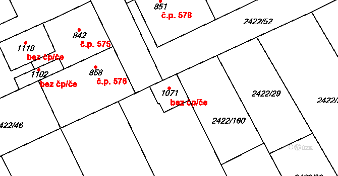 Polešovice 846 na parcele st. 1071 v KÚ Polešovice, Katastrální mapa