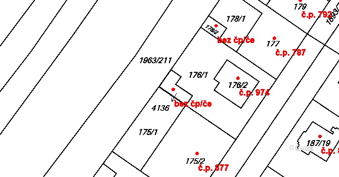 Sadská 40055621 na parcele st. 4136 v KÚ Sadská, Katastrální mapa