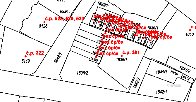 Liberec 40802621 na parcele st. 1835/4 v KÚ Liberec, Katastrální mapa