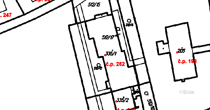 Ruprechtov 252 na parcele st. 335/1 v KÚ Ruprechtov, Katastrální mapa