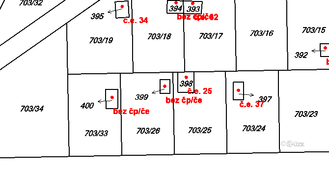Bečov 39 na parcele st. 399 v KÚ Bečov u Mostu, Katastrální mapa