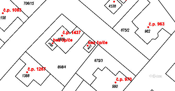 Ostrava 43863621 na parcele st. 4417 v KÚ Zábřeh nad Odrou, Katastrální mapa