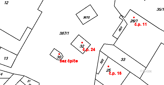 Korbelova Lhota 24, Velké Opatovice na parcele st. 32 v KÚ Korbelova Lhota, Katastrální mapa