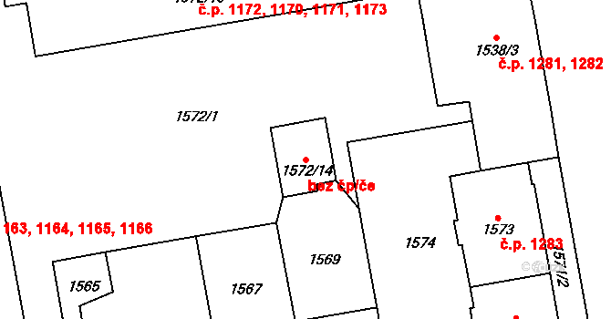 Praha 44482621 na parcele st. 1572/14 v KÚ Vršovice, Katastrální mapa