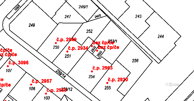 Chomutov 45008621 na parcele st. 253/3 v KÚ Chomutov II, Katastrální mapa