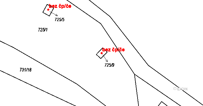 Proboštov 45109621 na parcele st. 725/9 v KÚ Proboštov u Teplic, Katastrální mapa