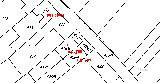 Brno 45549621 na parcele st. 420 v KÚ Bosonohy, Katastrální mapa