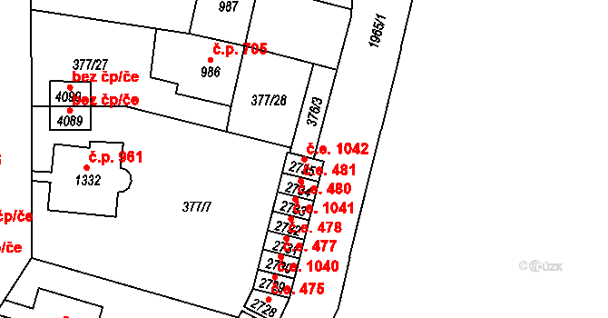 Náchod 1042 na parcele st. 2735 v KÚ Náchod, Katastrální mapa