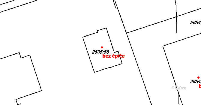 Praha 46863621 na parcele st. 2635/66 v KÚ Hostivař, Katastrální mapa