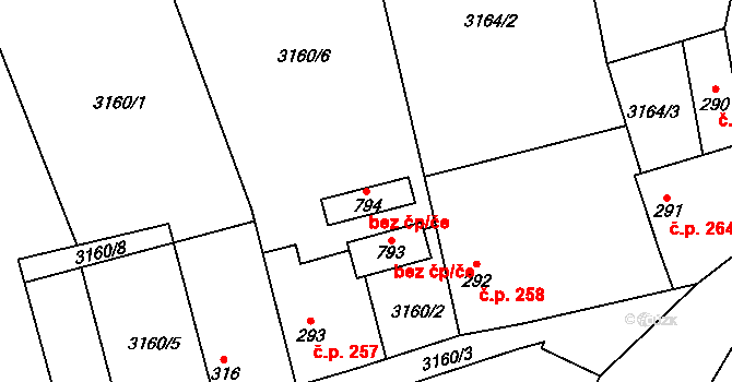 Kryry 47123621 na parcele st. 794 v KÚ Kryry, Katastrální mapa