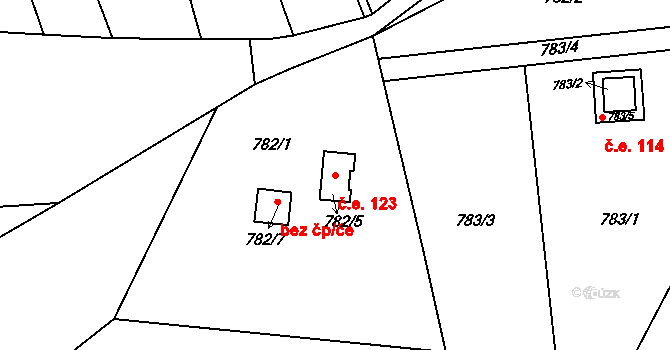 Bludovice 123, Havířov na parcele st. 782/5 v KÚ Bludovice, Katastrální mapa