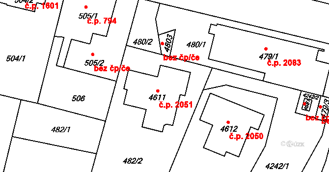 Čelákovice 2051 na parcele st. 4611 v KÚ Čelákovice, Katastrální mapa
