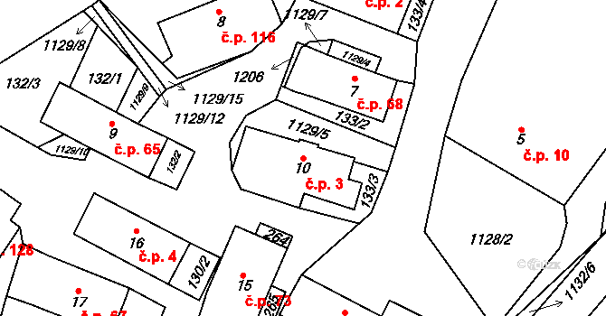 Chlum 3, Hlinsko na parcele st. 10 v KÚ Chlum u Hlinska, Katastrální mapa