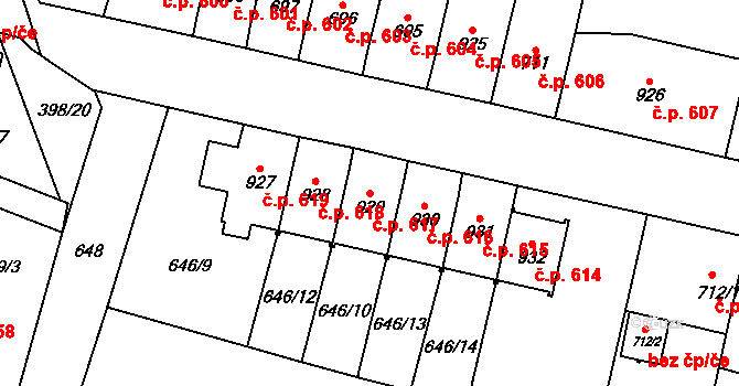 Králíky 617 na parcele st. 929 v KÚ Králíky, Katastrální mapa