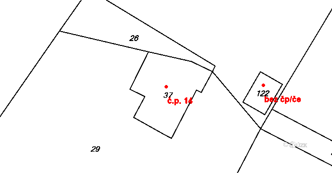 Dvořisko 14, Choceň na parcele st. 37 v KÚ Dvořisko, Katastrální mapa