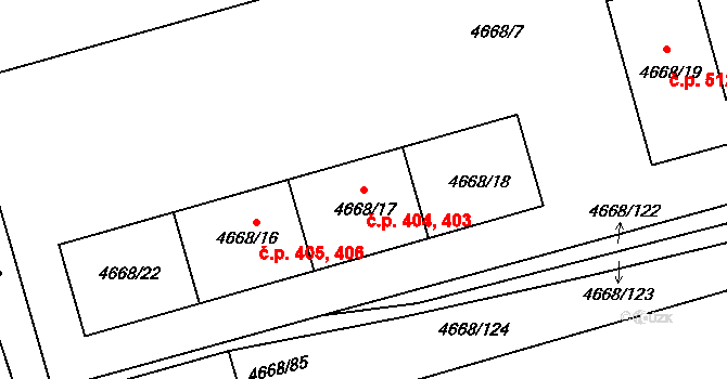 Pražské Předměstí 403,404, Vysoké Mýto na parcele st. 4668/17 v KÚ Vysoké Mýto, Katastrální mapa
