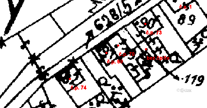 Jemníky 69 na parcele st. 91 v KÚ Jemníky, Katastrální mapa