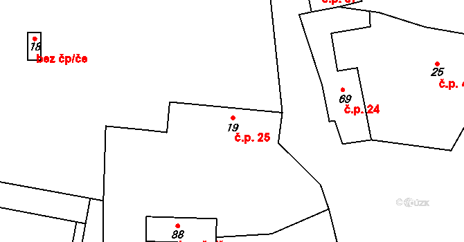 Krychnov 25 na parcele st. 19 v KÚ Krychnov, Katastrální mapa