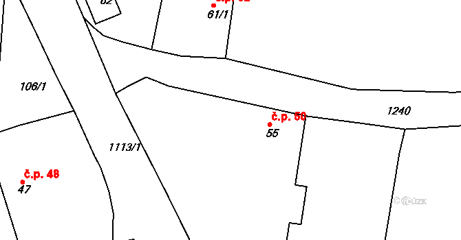 Polžice 50, Srby na parcele st. 55 v KÚ Polžice u Horšovského Týna, Katastrální mapa