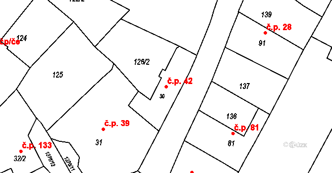 Skočice 42, Přeštice na parcele st. 30 v KÚ Skočice u Přeštic, Katastrální mapa