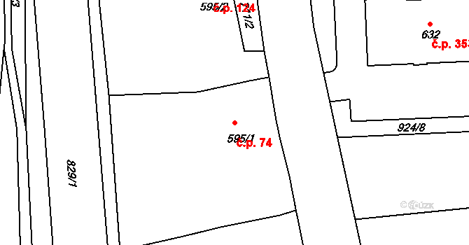 Olivětín 74, Broumov na parcele st. 595/1 v KÚ Broumov, Katastrální mapa