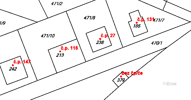 Žďár nad Metují 27 na parcele st. 238 v KÚ Žďár nad Metují, Katastrální mapa