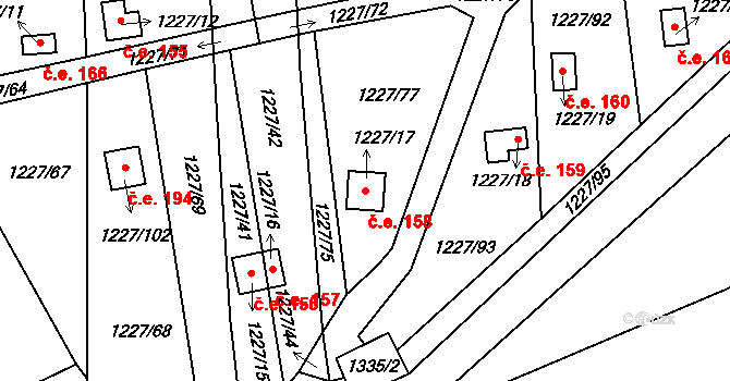 Vejprnice 158 na parcele st. 1227/17 v KÚ Vejprnice, Katastrální mapa
