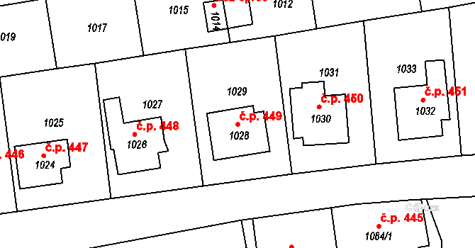 Velké Opatovice 449 na parcele st. 1028 v KÚ Velké Opatovice, Katastrální mapa