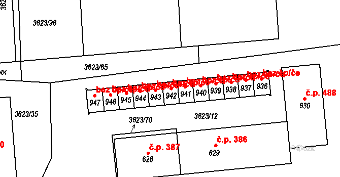 Kožlany 78928621 na parcele st. 942 v KÚ Kožlany, Katastrální mapa