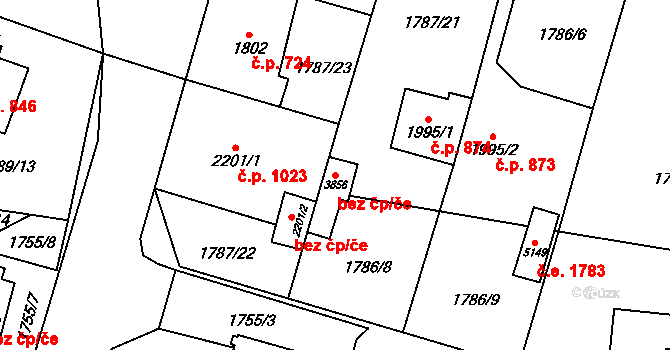 Cheb 82367621 na parcele st. 3856 v KÚ Cheb, Katastrální mapa