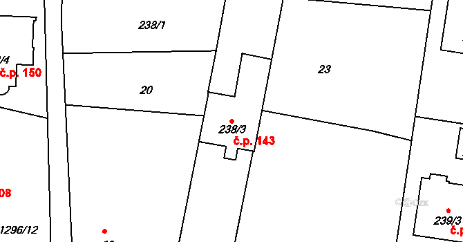 Chlum 143, Křemže na parcele st. 238/3 v KÚ Chlum u Křemže, Katastrální mapa