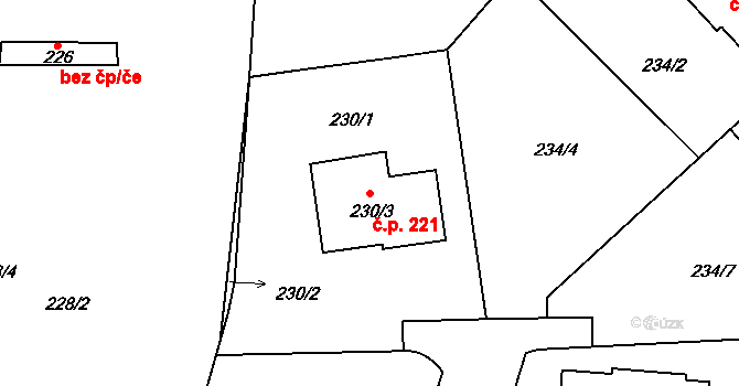 Cholupice 221, Praha na parcele st. 230/3 v KÚ Cholupice, Katastrální mapa