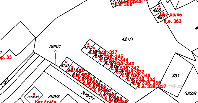 Povrly 344 na parcele st. 418 v KÚ Povrly, Katastrální mapa